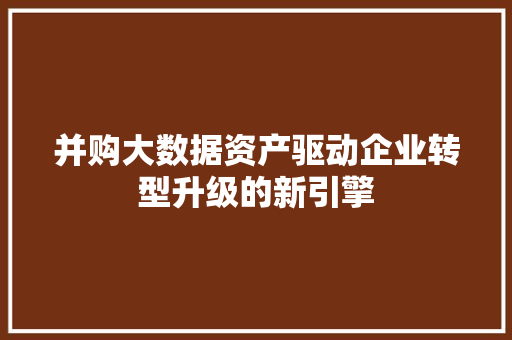 并购大数据资产驱动企业转型升级的新引擎