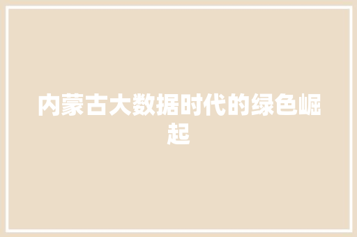 内蒙古大数据时代的绿色崛起