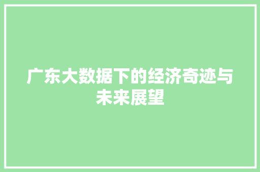 广东大数据下的经济奇迹与未来展望  第1张