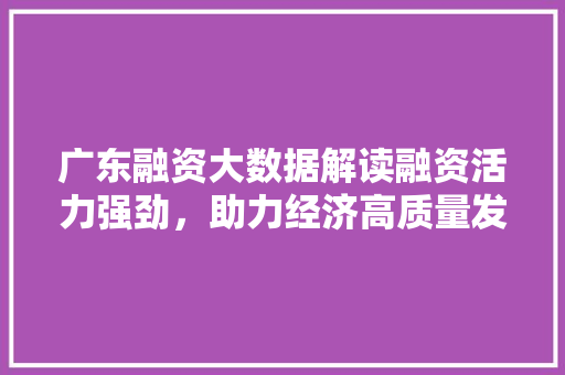 广东融资大数据解读融资活力强劲，助力经济高质量发展  第1张