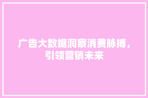 广告大数据洞察消费脉搏，引领营销未来  第1张