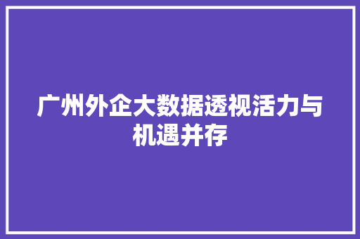 广州外企大数据透视活力与机遇并存