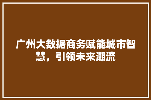 广州大数据商务赋能城市智慧，引领未来潮流  第1张