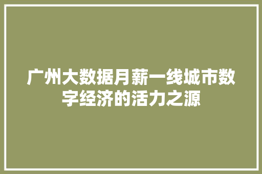 广州大数据月薪一线城市数字经济的活力之源  第1张