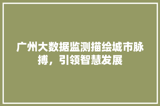广州大数据监测描绘城市脉搏，引领智慧发展  第1张