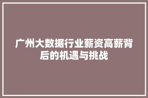 广州大数据行业薪资高薪背后的机遇与挑战  第1张