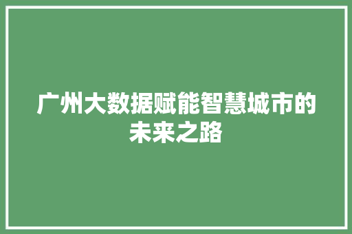 广州大数据赋能智慧城市的未来之路  第1张