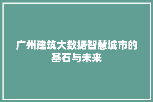 广州建筑大数据智慧城市的基石与未来  第1张