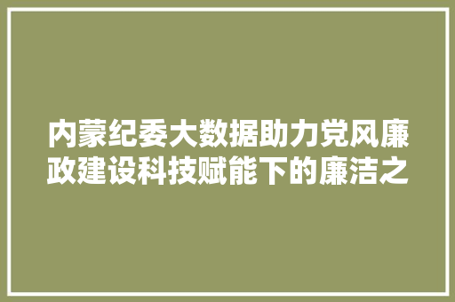 内蒙纪委大数据助力党风廉政建设科技赋能下的廉洁之路