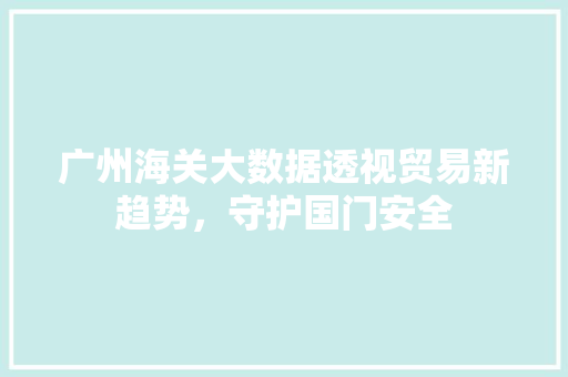 广州海关大数据透视贸易新趋势，守护国门安全