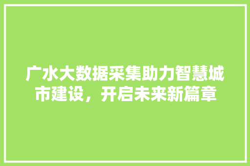广水大数据采集助力智慧城市建设，开启未来新篇章