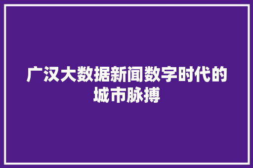 广汉大数据新闻数字时代的城市脉搏