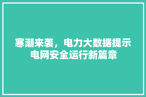 寒潮来袭，电力大数据提示电网安全运行新篇章  第1张