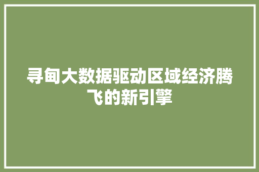 寻甸大数据驱动区域经济腾飞的新引擎