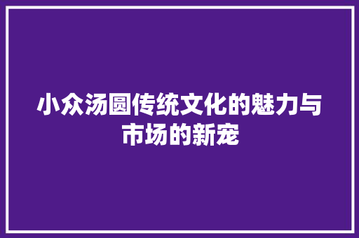 小众汤圆传统文化的魅力与市场的新宠