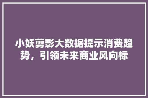 小妖剪影大数据提示消费趋势，引领未来商业风向标