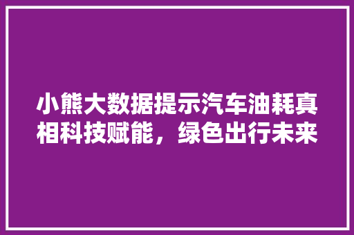 小熊大数据提示汽车油耗真相科技赋能，绿色出行未来可期  第1张
