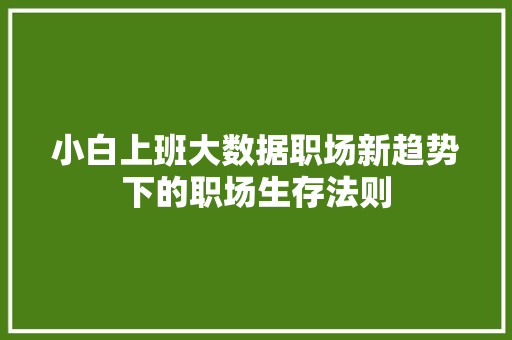 小白上班大数据职场新趋势下的职场生存法则