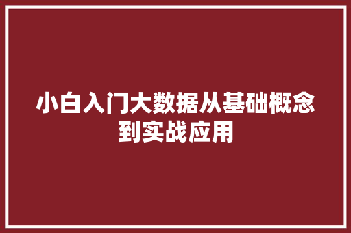 小白入门大数据从基础概念到实战应用  第1张