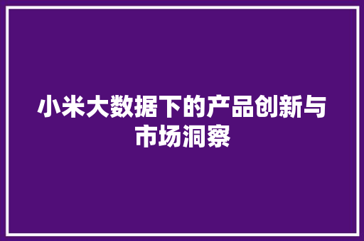小米大数据下的产品创新与市场洞察  第1张