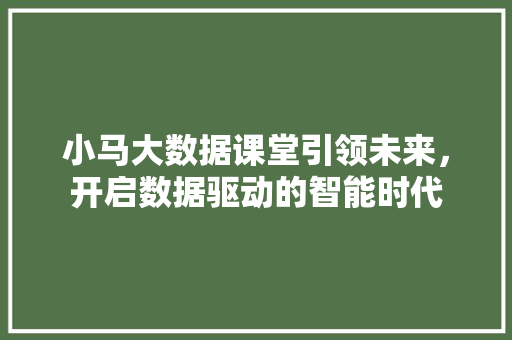 小马大数据课堂引领未来，开启数据驱动的智能时代