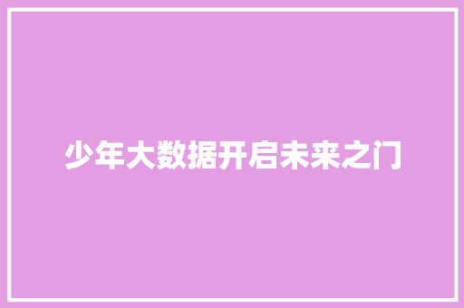 少年大数据开启未来之门  第1张