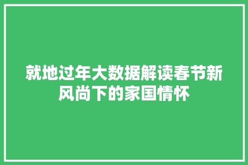 就地过年大数据解读春节新风尚下的家国情怀