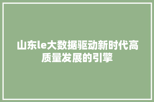 山东le大数据驱动新时代高质量发展的引擎  第1张