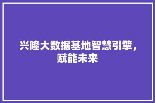 兴隆大数据基地智慧引擎，赋能未来