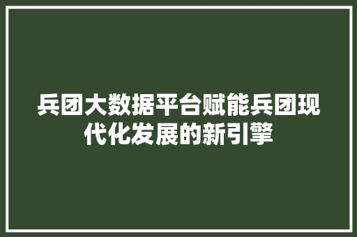 兵团大数据平台赋能兵团现代化发展的新引擎