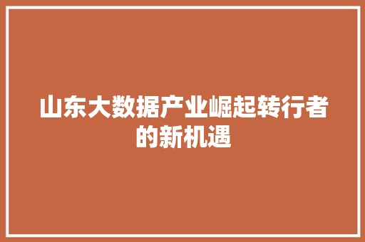 山东大数据产业崛起转行者的新机遇