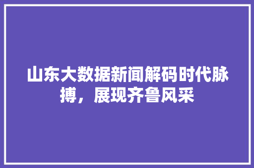 山东大数据新闻解码时代脉搏，展现齐鲁风采  第1张