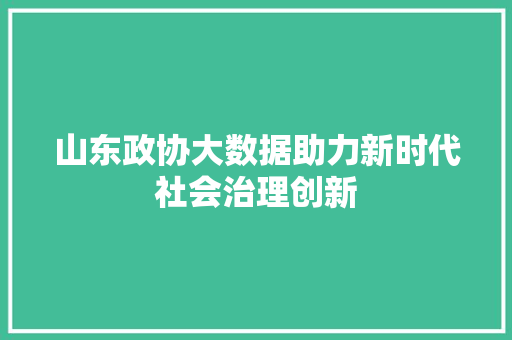 山东政协大数据助力新时代社会治理创新