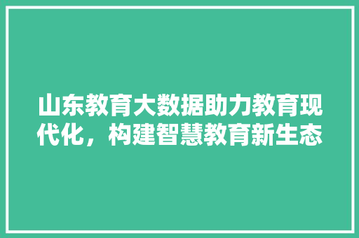 山东教育大数据助力教育现代化，构建智慧教育新生态  第1张