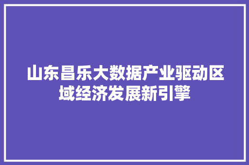 山东昌乐大数据产业驱动区域经济发展新引擎