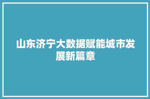 山东济宁大数据赋能城市发展新篇章  第1张