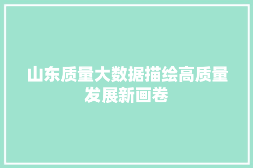 山东质量大数据描绘高质量发展新画卷  第1张
