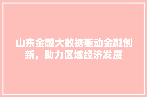 山东金融大数据驱动金融创新，助力区域经济发展  第1张