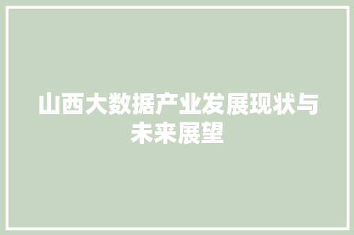山西大数据产业发展现状与未来展望  第1张