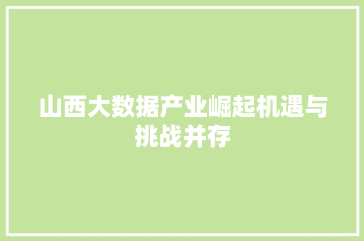 山西大数据产业崛起机遇与挑战并存  第1张
