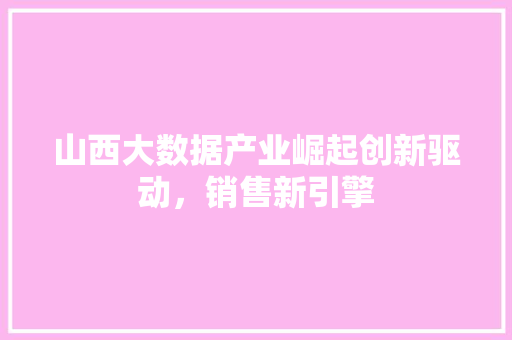 山西大数据产业崛起创新驱动，销售新引擎  第1张