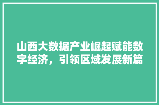 山西大数据产业崛起赋能数字经济，引领区域发展新篇章  第1张