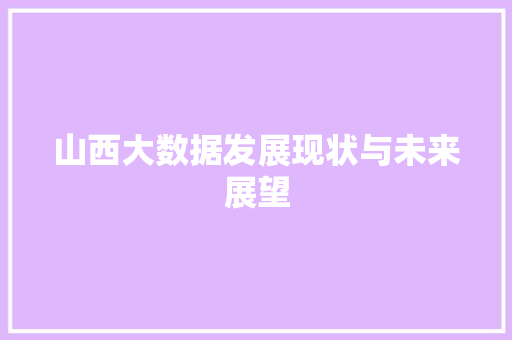 山西大数据发展现状与未来展望  第1张