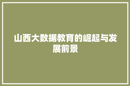 山西大数据教育的崛起与发展前景  第1张