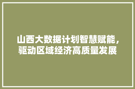 山西大数据计划智慧赋能，驱动区域经济高质量发展  第1张