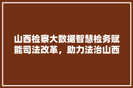 山西检察大数据智慧检务赋能司法改革，助力法治山西建设  第1张