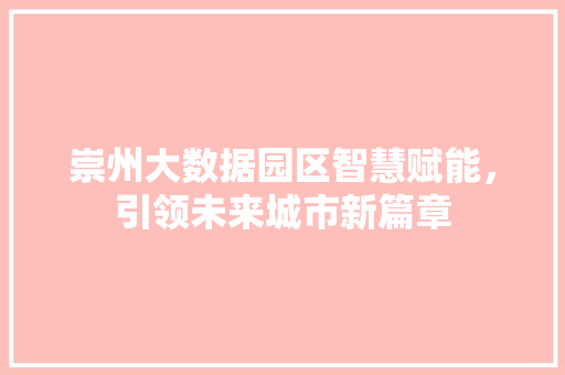 崇州大数据园区智慧赋能，引领未来城市新篇章
