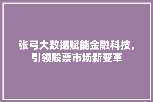 张弓大数据赋能金融科技，引领股票市场新变革