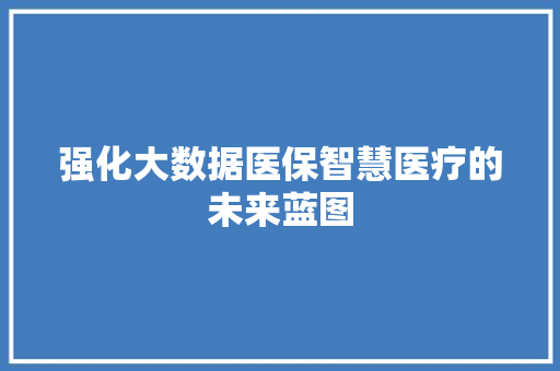 强化大数据医保智慧医疗的未来蓝图
