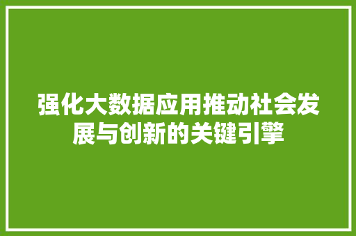 强化大数据应用推动社会发展与创新的关键引擎  第1张